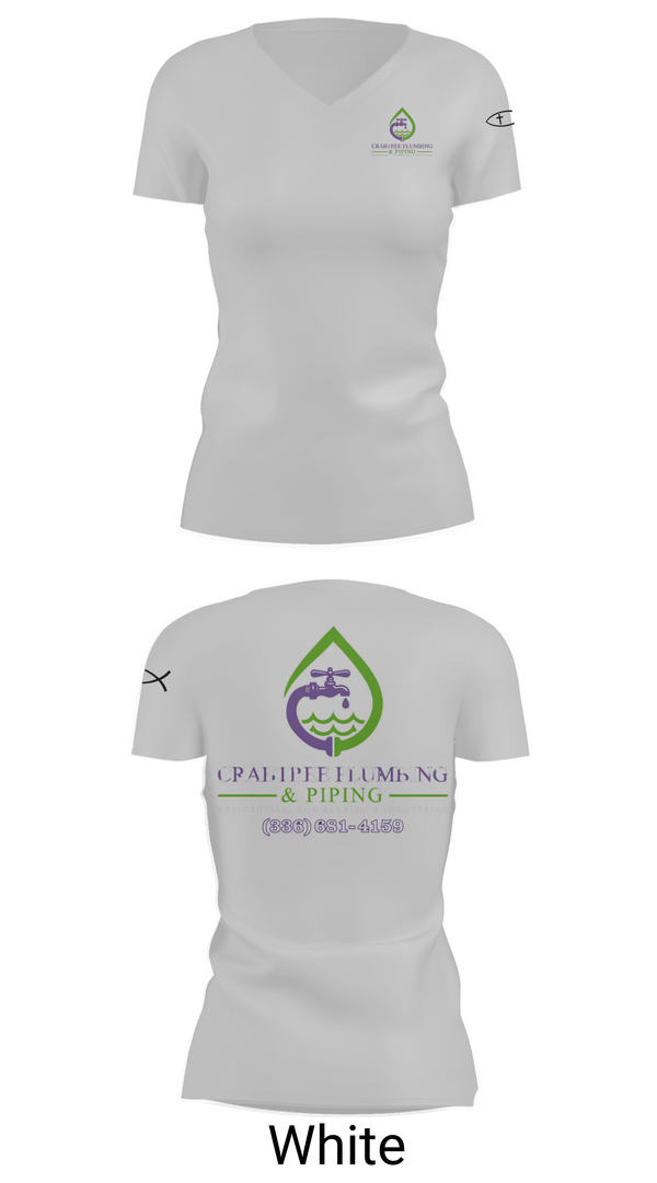 Womens Short Sleeve Vneck Shirt, Crabtree Plumbing & Piping, , Teamtime, Team time, sublimation, custom sports apparel, team uniforms, spirit wear, spiritwear, sports uniforms, custom shirts, team store, custom team store, fundraiser sports, apparel fundraiser