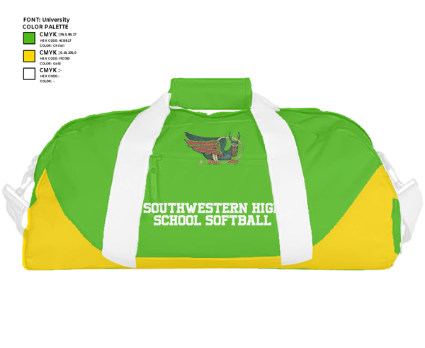 Duffle Bag, Southwestern High School Softball, Softball, Teamtime, Team time, sublimation, custom sports apparel, team uniforms, spirit wear, spiritwear, sports uniforms, custom shirts, team store, custom team store, fundraiser sports, apparel fundraiser
