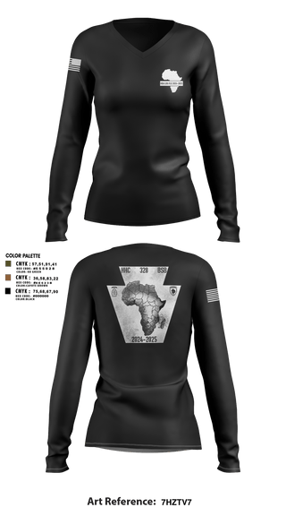 Womens Long Sleeve Vneck Shirt, HHC 328th BSB, National Guard, Teamtime, Team time, sublimation, custom sports apparel, team uniforms, spirit wear, spiritwear, sports uniforms, custom shirts, team store, custom team store, fundraiser sports, apparel fundraiser