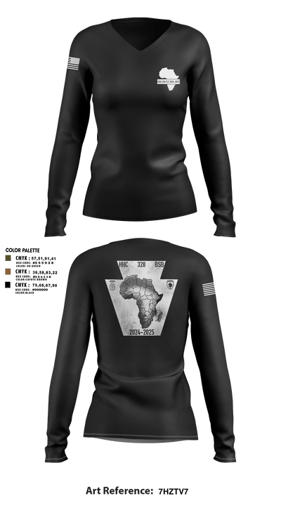 HHC 328th BSB 25119832 Women's Long Sleeve V-neck Shirt - 3