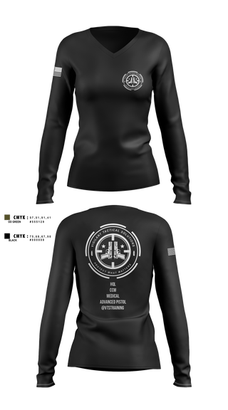 Womens Long Sleeve Vneck Shirt, Vigilante Tactical Solutions, , Teamtime, Team time, sublimation, custom sports apparel, team uniforms, spirit wear, spiritwear, sports uniforms, custom shirts, team store, custom team store, fundraiser sports, apparel fundraiser