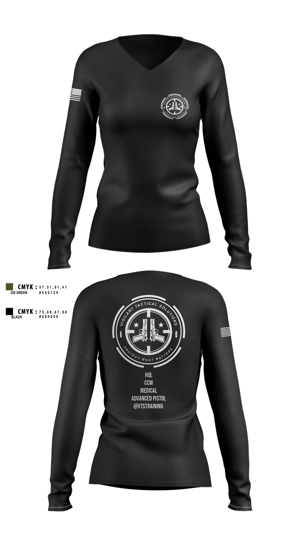 Womens Long Sleeve Vneck Shirt, Vigilante Tactical Solutions, , Teamtime, Team time, sublimation, custom sports apparel, team uniforms, spirit wear, spiritwear, sports uniforms, custom shirts, team store, custom team store, fundraiser sports, apparel fundraiser