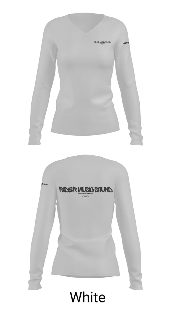 Womens Long Sleeve Vneck Shirt, Rider Music Sound SoundKillers, , Teamtime, Team time, sublimation, custom sports apparel, team uniforms, spirit wear, spiritwear, sports uniforms, custom shirts, team store, custom team store, fundraiser sports, apparel fundraiser
