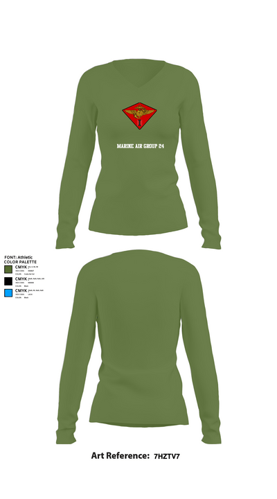 Marine Air Group 24 32391498 Women's Long Sleeve V-neck Shirt -1 42