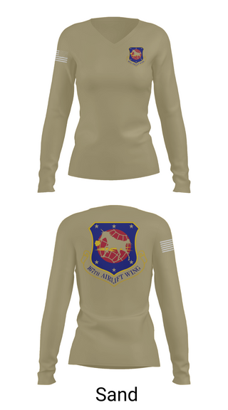 Womens Long Sleeve Vneck Shirt, 167th air wing, , Teamtime, Team time, sublimation, custom sports apparel, team uniforms, spirit wear, spiritwear, sports uniforms, custom shirts, team store, custom team store, fundraiser sports, apparel fundraiser