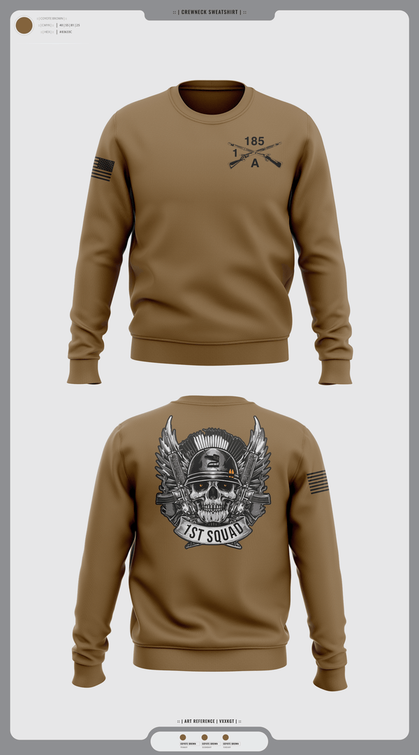Crew Neck Sweatshirt, ACO 1-185INF, Army, Teamtime, Team time, sublimation, custom sports apparel, team uniforms, spirit wear, spiritwear, sports uniforms, custom shirts, team store, custom team store, fundraiser sports, apparel fundraiser