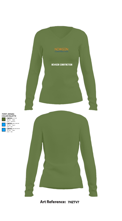 Newgen Constrction 18820013 Women's Long Sleeve V-neck Shirt - 19