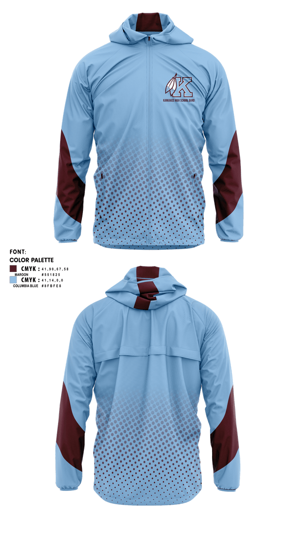 Windbreaker, Kankakee High School Band, Spirit Store, Teamtime, Team time, sublimation, custom sports apparel, team uniforms, spirit wear, spiritwear, sports uniforms, custom shirts, team store, custom team store, fundraiser sports, apparel fundraiser