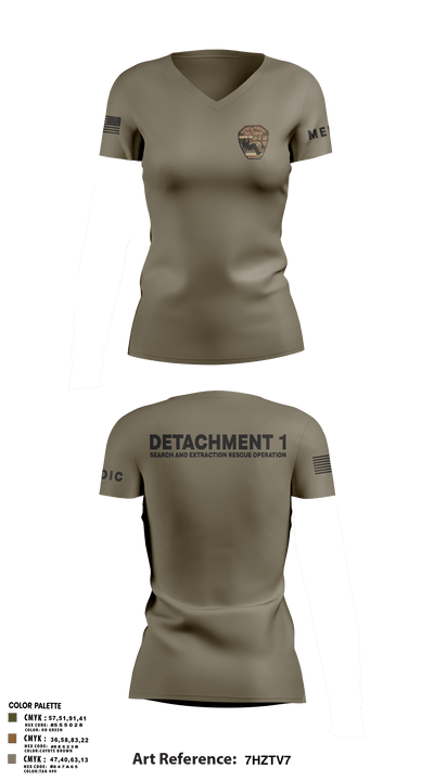 Detachment 1 27221981 Women's Short Sleeve V-neck Shirt - 9