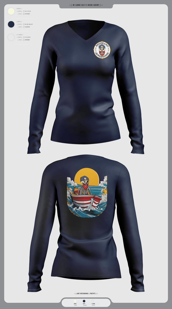 Womens Long Sleeve Vneck Shirt 1, Red beard Adventures, , Teamtime, Team time, sublimation, custom sports apparel, team uniforms, spirit wear, spiritwear, sports uniforms, custom shirts, team store, custom team store, fundraiser sports, apparel fundraiser