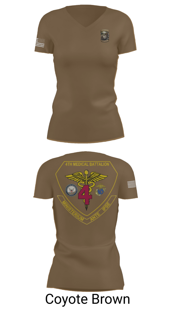 Womens Short Sleeve Vneck Shirt, 4th Med Battalion, Marines, Teamtime, Team time, sublimation, custom sports apparel, team uniforms, spirit wear, spiritwear, sports uniforms, custom shirts, team store, custom team store, fundraiser sports, apparel fundraiser