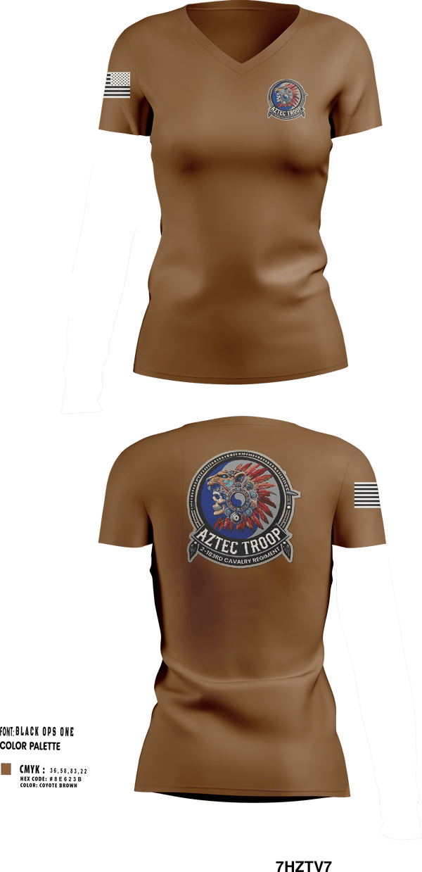 Womens Short Sleeve Vneck Shirt, A Trp 2/183d CAV, National Guard, Teamtime, Team time, sublimation, custom sports apparel, team uniforms, spirit wear, spiritwear, sports uniforms, custom shirts, team store, custom team store, fundraiser sports, apparel fundraiser