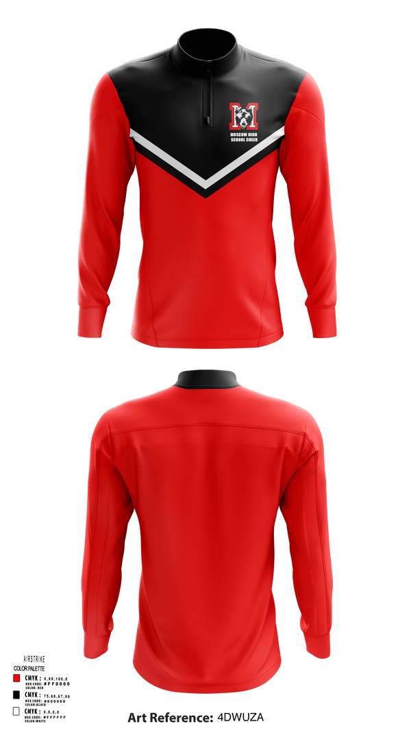 Quarter Zip Jacket, Moscow High School Cheer, Cheer, Teamtime, Team time, sublimation, custom sports apparel, team uniforms, spirit wear, spiritwear, sports uniforms, custom shirts, team store, custom team store, fundraiser sports, apparel fundraiser