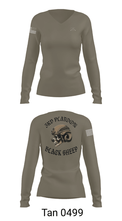 3rd PLT Black Sheep 32884167 Women's Long Sleeve V-neck Shirt - 77