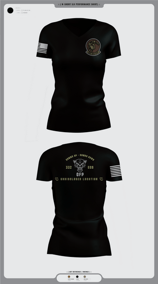 Womens Short Sleeve Vneck Shirt, 332 ECS SCOS, Air Force, Teamtime, Team time, sublimation, custom sports apparel, team uniforms, spirit wear, spiritwear, sports uniforms, custom shirts, team store, custom team store, fundraiser sports, apparel fundraiser