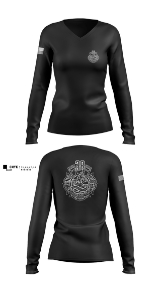 Womens Long Sleeve Vneck Shirt, Klein Fire 38, Fire Department, Teamtime, Team time, sublimation, custom sports apparel, team uniforms, spirit wear, spiritwear, sports uniforms, custom shirts, team store, custom team store, fundraiser sports, apparel fundraiser