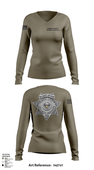 Womens Long Sleeve Vneck Shirt, Fremont County Security Services, Police, Teamtime, Team time, sublimation, custom sports apparel, team uniforms, spirit wear, spiritwear, sports uniforms, custom shirts, team store, custom team store, fundraiser sports, apparel fundraiser