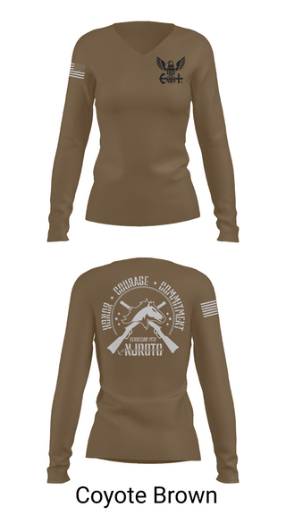 Womens Long Sleeve Vneck Shirt, Kennesaw Mountain NJROTC, Navy, Teamtime, Team time, sublimation, custom sports apparel, team uniforms, spirit wear, spiritwear, sports uniforms, custom shirts, team store, custom team store, fundraiser sports, apparel fundraiser