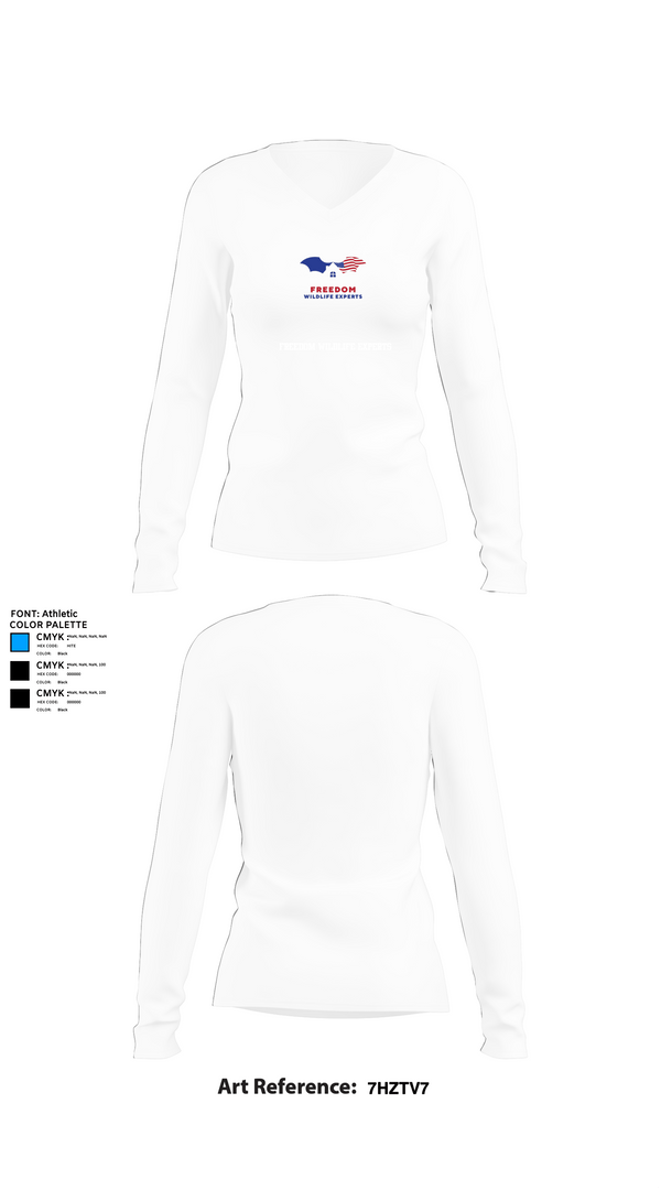 Womens Long Sleeve Vneck Shirt, FREEDOM WILDLIFE EXPERTS, , Teamtime, Team time, sublimation, custom sports apparel, team uniforms, spirit wear, spiritwear, sports uniforms, custom shirts, team store, custom team store, fundraiser sports, apparel fundraiser