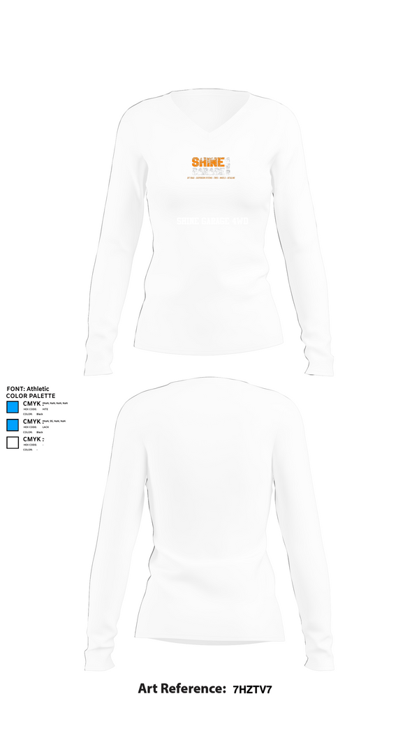 Womens Long Sleeve Vneck Shirt, Shine garage 4wd, , Teamtime, Team time, sublimation, custom sports apparel, team uniforms, spirit wear, spiritwear, sports uniforms, custom shirts, team store, custom team store, fundraiser sports, apparel fundraiser