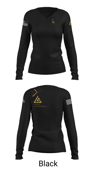 Laurel Contracting 51713109 Women's Long Sleeve V-neck Shirt -1 35