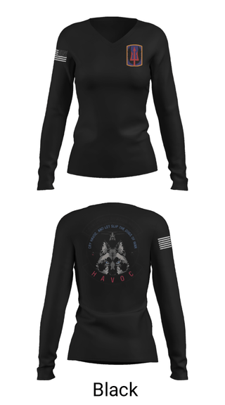 Womens Long Sleeve Vneck Shirt, 1-169th E Company, National Guard, Teamtime, Team time, sublimation, custom sports apparel, team uniforms, spirit wear, spiritwear, sports uniforms, custom shirts, team store, custom team store, fundraiser sports, apparel fundraiser