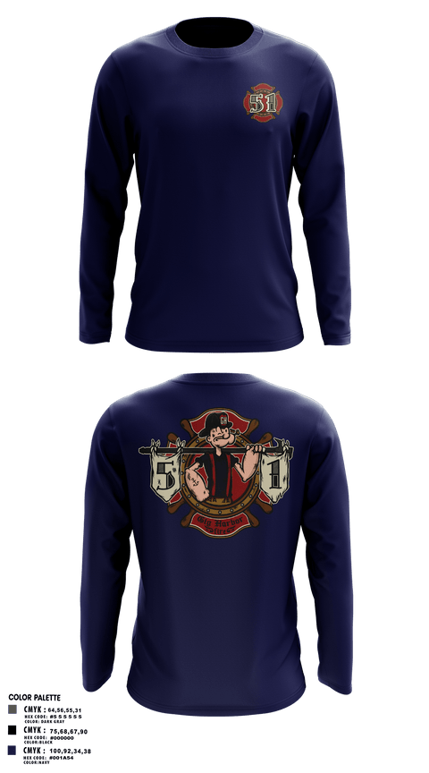 Long Sleeve Performance Shirt, Station 51, Fire Department, Teamtime, Team time, sublimation, custom sports apparel, team uniforms, spirit wear, spiritwear, sports uniforms, custom shirts, team store, custom team store, fundraiser sports, apparel fundraiser