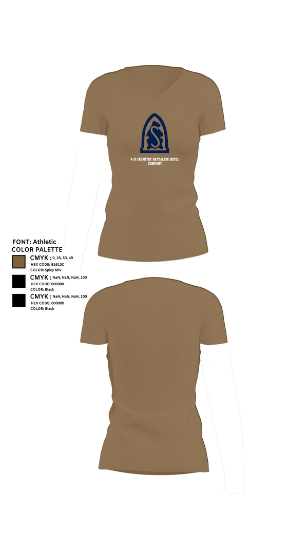Womens Short Sleeve Vneck Shirt, 4-31 infantry battalion hotel company, Army, Teamtime, Team time, sublimation, custom sports apparel, team uniforms, spirit wear, spiritwear, sports uniforms, custom shirts, team store, custom team store, fundraiser sports, apparel fundraiser