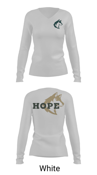 Womens Long Sleeve Vneck Shirt, Hope Christian Middle School Cheer, Cheer, Teamtime, Team time, sublimation, custom sports apparel, team uniforms, spirit wear, spiritwear, sports uniforms, custom shirts, team store, custom team store, fundraiser sports, apparel fundraiser