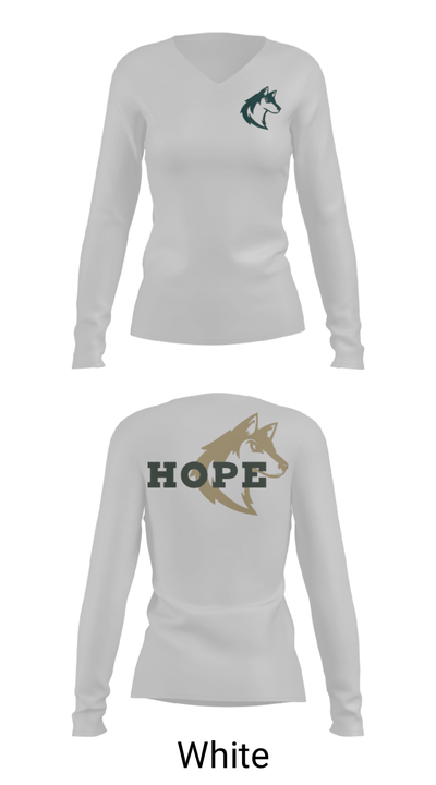 Hope Christian Middle School Cheer 1829633 Women's Long Sleeve V-neck Shirt - 16
