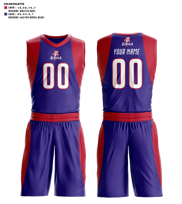 Basketball Uniform, Eureka High School Basketball, Women's Basketball, Teamtime, Team time, sublimation, custom sports apparel, team uniforms, spirit wear, spiritwear, sports uniforms, custom shirts, team store, custom team store, fundraiser sports, apparel fundraiser