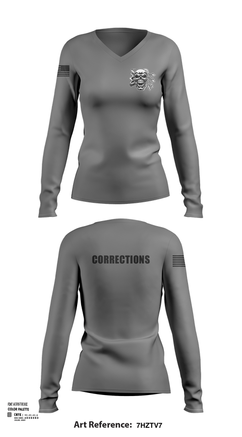 Womens Long Sleeve Vneck Shirt, Corrections, Police, Teamtime, Team time, sublimation, custom sports apparel, team uniforms, spirit wear, spiritwear, sports uniforms, custom shirts, team store, custom team store, fundraiser sports, apparel fundraiser
