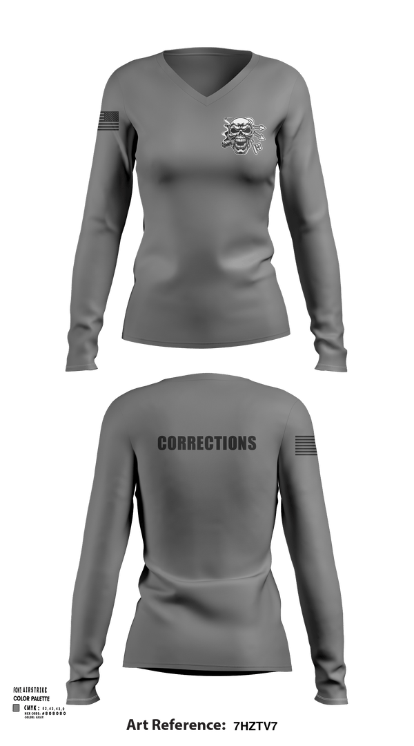 Womens Long Sleeve Vneck Shirt, Corrections, Police, Teamtime, Team time, sublimation, custom sports apparel, team uniforms, spirit wear, spiritwear, sports uniforms, custom shirts, team store, custom team store, fundraiser sports, apparel fundraiser