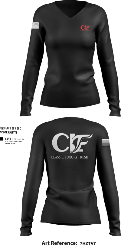CLF 17912251 Women's Long Sleeve V-neck Shirt - 251