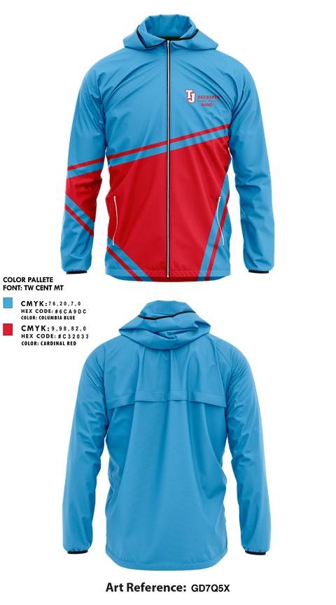Windbreaker, Thomas Jefferson High School Band, Spirit Store, Teamtime, Team time, sublimation, custom sports apparel, team uniforms, spirit wear, spiritwear, sports uniforms, custom shirts, team store, custom team store, fundraiser sports, apparel fundraiser