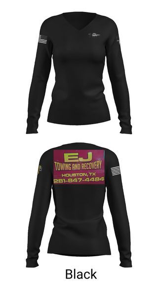 Womens Long Sleeve Vneck Shirt, EJ TOWING AND RECOVERY, , Teamtime, Team time, sublimation, custom sports apparel, team uniforms, spirit wear, spiritwear, sports uniforms, custom shirts, team store, custom team store, fundraiser sports, apparel fundraiser