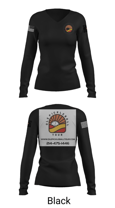 Ole Pickleball Tour 80972916 Women's Long Sleeve V-neck Shirt - 35