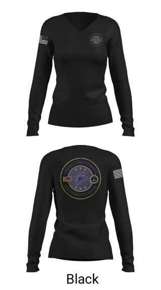 Womens Long Sleeve Vneck Shirt, USS AMERICA LHA6, Navy, Teamtime, Team time, sublimation, custom sports apparel, team uniforms, spirit wear, spiritwear, sports uniforms, custom shirts, team store, custom team store, fundraiser sports, apparel fundraiser