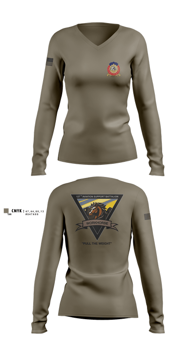 127th ASB WORKHORSE 79378829 Women's Long Sleeve V-neck Shirt - 4