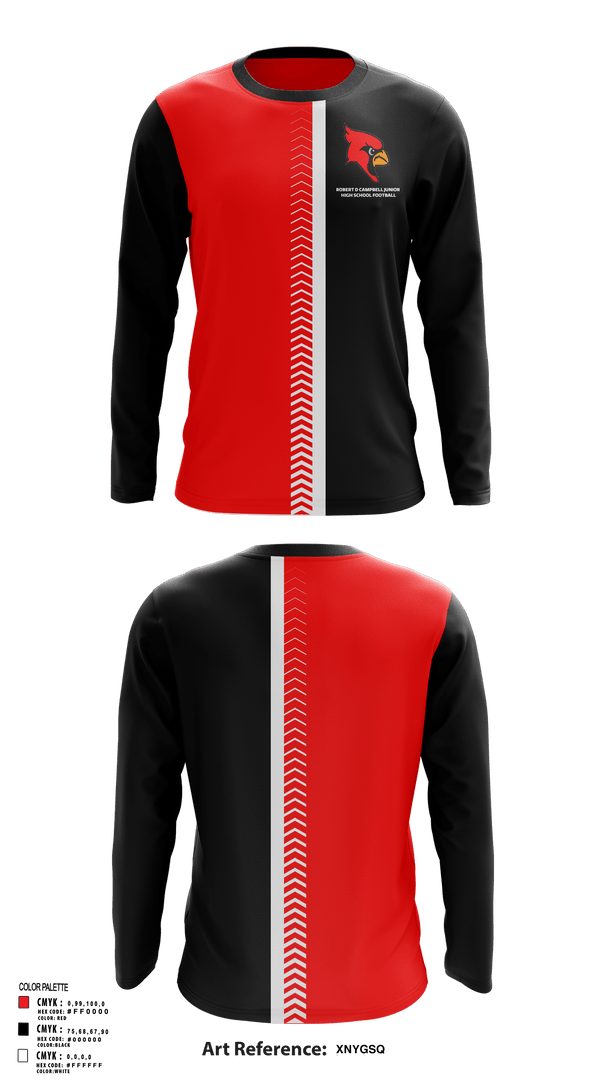 Long Sleeve Performance Shirt, Robert D Campbell Junior High School Football, Football, Teamtime, Team time, sublimation, custom sports apparel, team uniforms, spirit wear, spiritwear, sports uniforms, custom shirts, team store, custom team store, fundraiser sports, apparel fundraiser