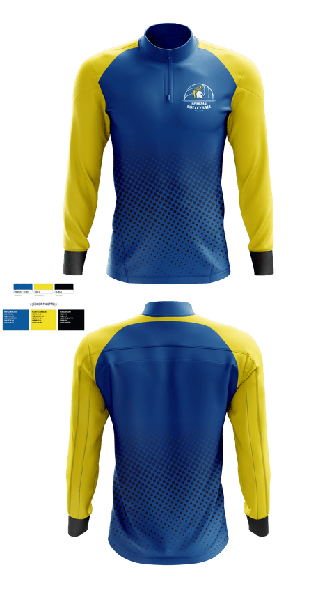 Quarter Zip Jacket, Spartans, Women's Volleyball, Teamtime, Team time, sublimation, custom sports apparel, team uniforms, spirit wear, spiritwear, sports uniforms, custom shirts, team store, custom team store, fundraiser sports, apparel fundraiser