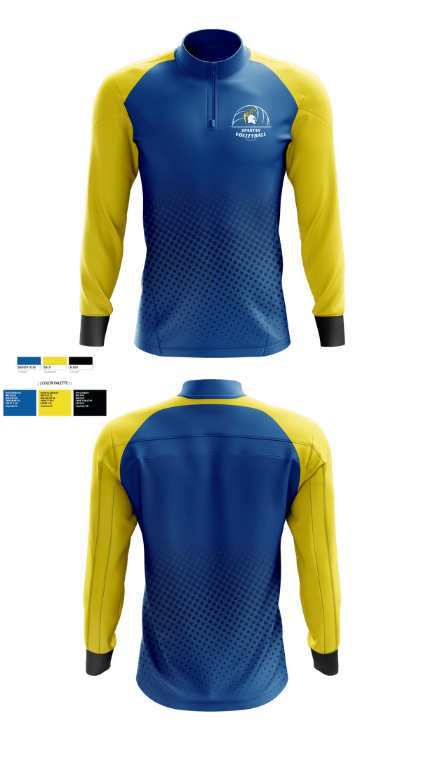 Quarter Zip Jacket, Spartans, Women's Volleyball, Teamtime, Team time, sublimation, custom sports apparel, team uniforms, spirit wear, spiritwear, sports uniforms, custom shirts, team store, custom team store, fundraiser sports, apparel fundraiser