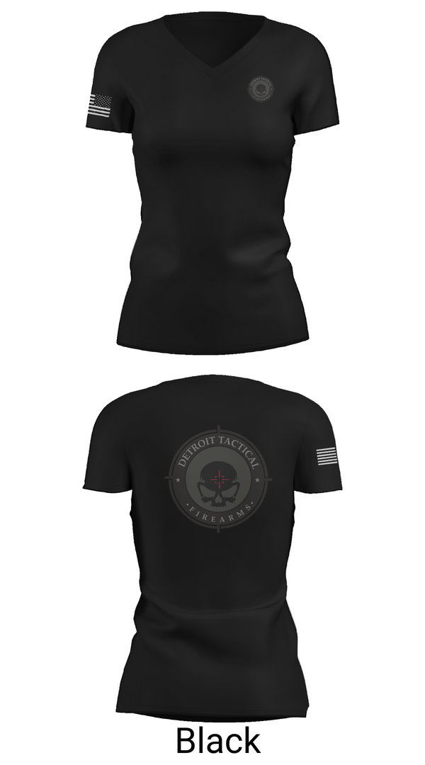 Womens Short Sleeve Vneck Shirt, Detroit Tactical Firearms, , Teamtime, Team time, sublimation, custom sports apparel, team uniforms, spirit wear, spiritwear, sports uniforms, custom shirts, team store, custom team store, fundraiser sports, apparel fundraiser