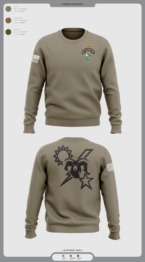 Crew Neck Sweatshirt, 75th Ranger regiment, Army, Teamtime, Team time, sublimation, custom sports apparel, team uniforms, spirit wear, spiritwear, sports uniforms, custom shirts, team store, custom team store, fundraiser sports, apparel fundraiser