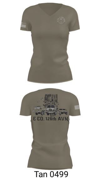 Womens Short Sleeve Vneck Shirt, B Co. 1-126AVN, Army, Teamtime, Team time, sublimation, custom sports apparel, team uniforms, spirit wear, spiritwear, sports uniforms, custom shirts, team store, custom team store, fundraiser sports, apparel fundraiser