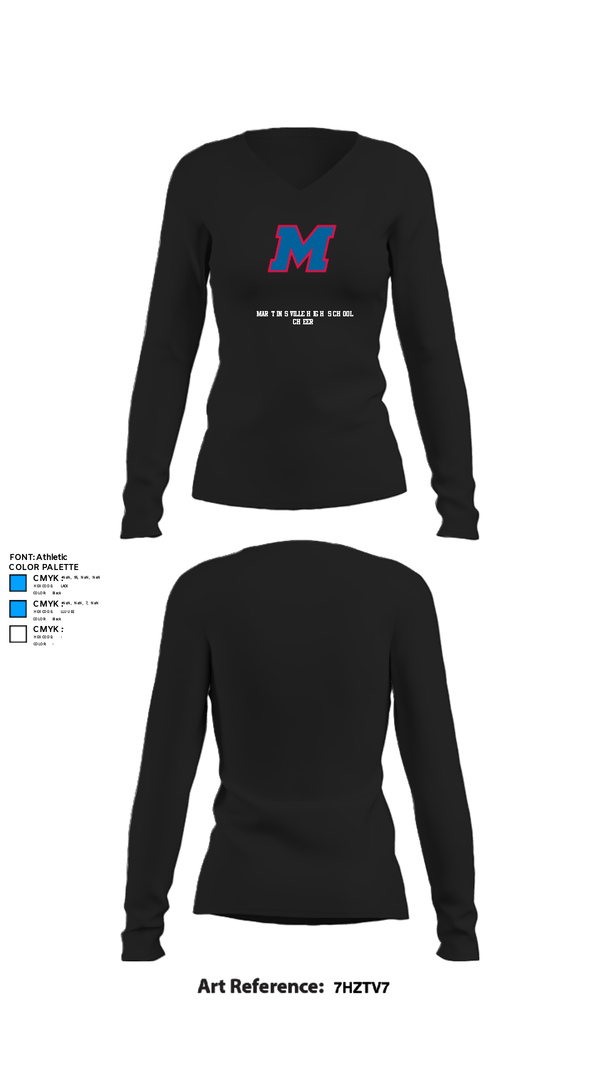 Womens Long Sleeve Vneck Shirt, Martinsville High School Cheer, Cheer, Teamtime, Team time, sublimation, custom sports apparel, team uniforms, spirit wear, spiritwear, sports uniforms, custom shirts, team store, custom team store, fundraiser sports, apparel fundraiser