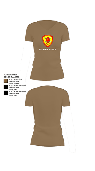 Women's Short Sleeve Vneck Shirt, 10th Marine Regiment, Marines, Teamtime, Team time, sublimation, custom sports apparel, team uniforms, spirit wear, spiritwear, sports uniforms, custom shirts, team store, custom team store, fundraiser sports, apparel fundraiser