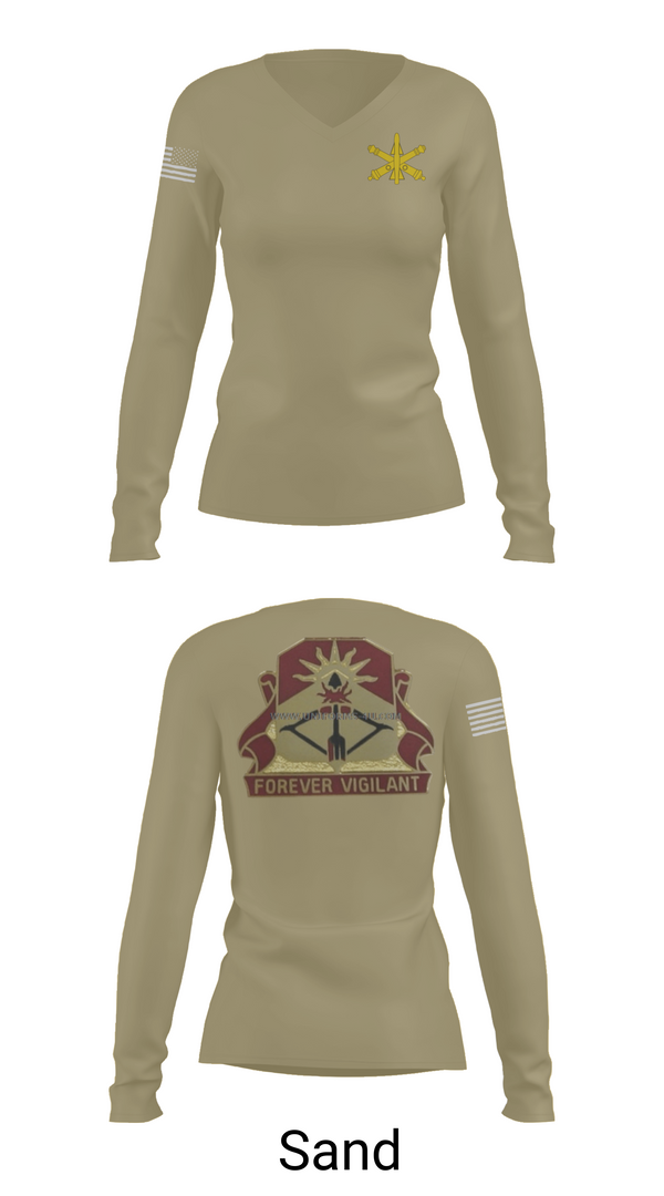 Womens Long Sleeve Vneck Shirt, BTRY-B 1/188th, National Guard, Teamtime, Team time, sublimation, custom sports apparel, team uniforms, spirit wear, spiritwear, sports uniforms, custom shirts, team store, custom team store, fundraiser sports, apparel fundraiser