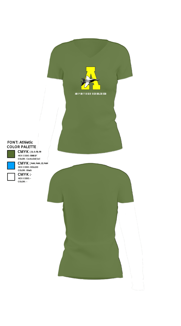 Womens Short Sleeve Vneck Shirt, Airport High School Cheer, Cheer, Teamtime, Team time, sublimation, custom sports apparel, team uniforms, spirit wear, spiritwear, sports uniforms, custom shirts, team store, custom team store, fundraiser sports, apparel fundraiser