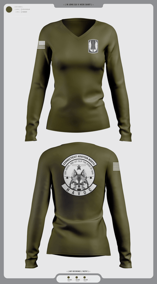 Womens Long Sleeve Vneck Shirt, 1-169th E Company, National Guard, Teamtime, Team time, sublimation, custom sports apparel, team uniforms, spirit wear, spiritwear, sports uniforms, custom shirts, team store, custom team store, fundraiser sports, apparel fundraiser